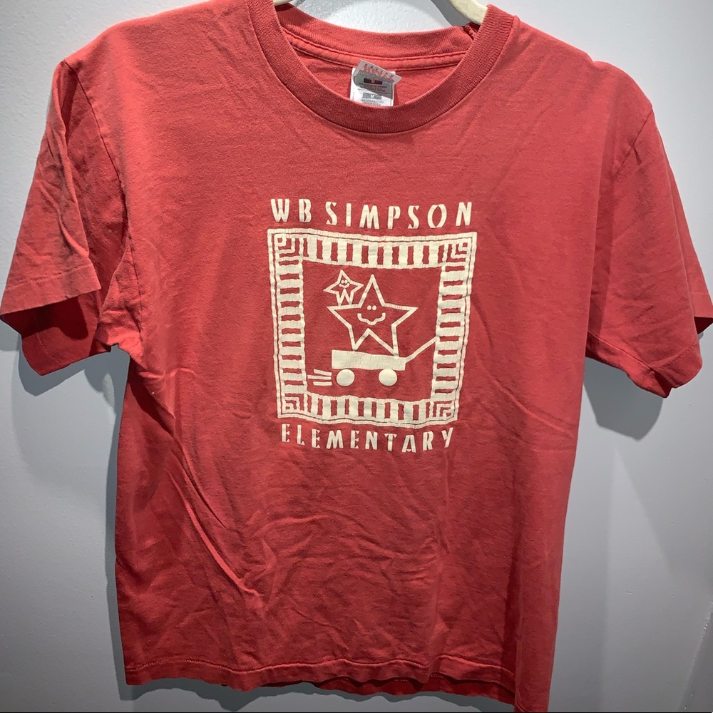 Vintage 90s star t-shirt mens medium orange single stitch retro
